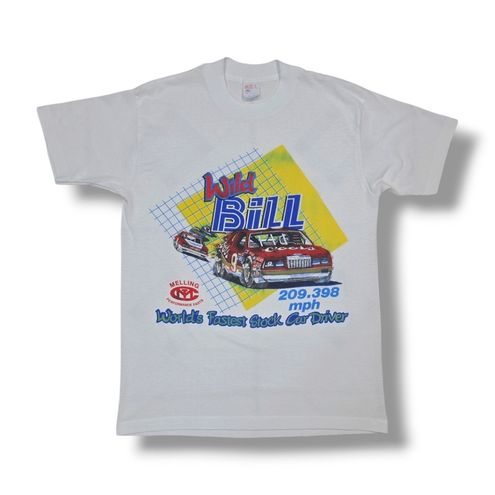 VTG 80s Wild Bill Elliott 209.398 MPH World Fastest Stock Car Driver T-Shirt L